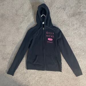 Gilly Hicks Navy Blue Full Zip Sweatshirt Teens Juniors Size L